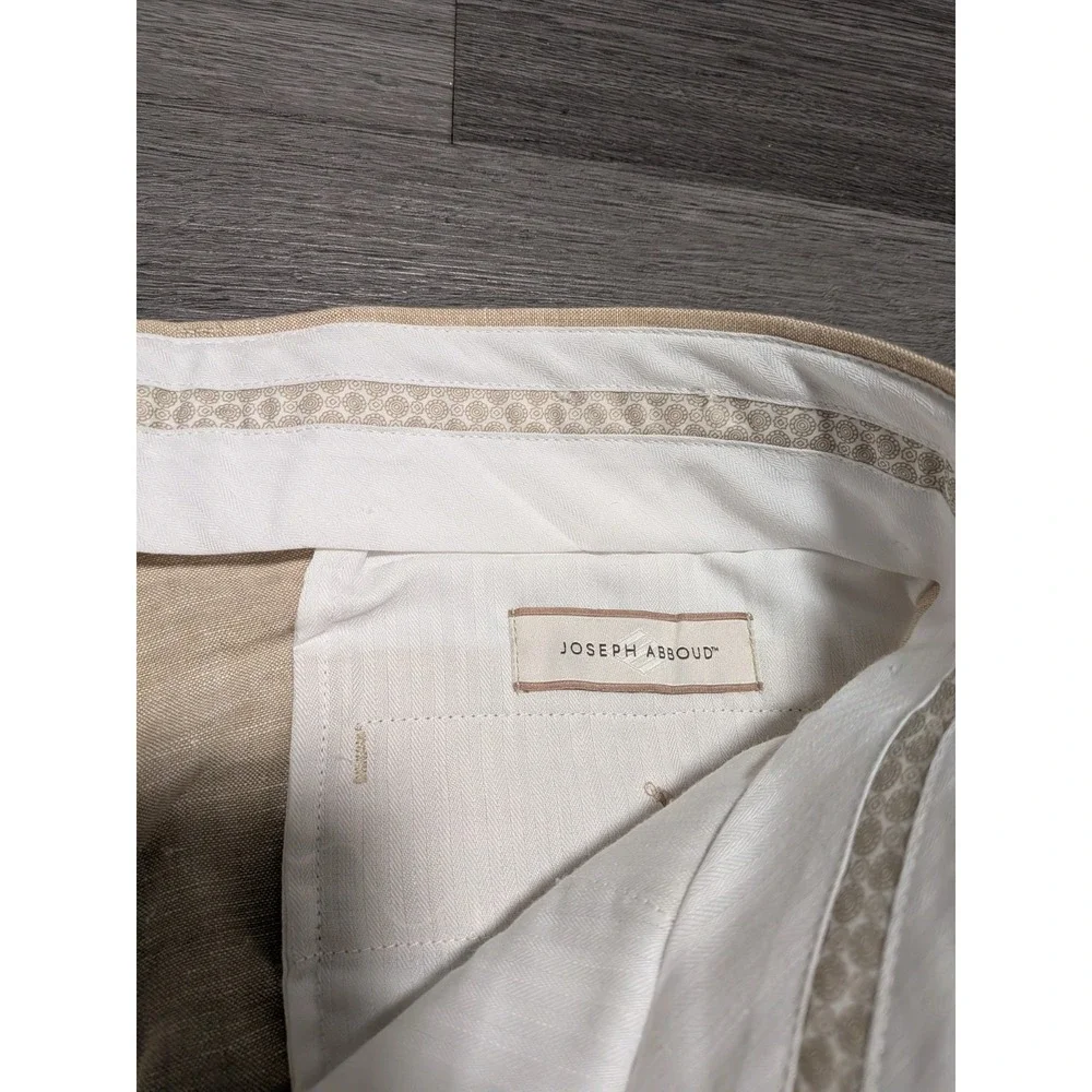 NWT Joseph Abboud Men's Brown 100% Linen Flat Front Pant Size 40x30 (Actual 42)